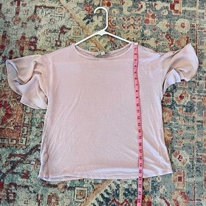 LOFT Mixed Media Flutter Sleeve Blouse - Size Small